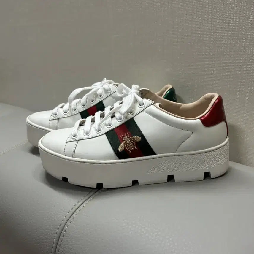 [BUNJANG] Gucci Ace Embroidered Platform Sneakers / 최상급) 구찌 에이스 자수 플랫폼 스니커즈 35