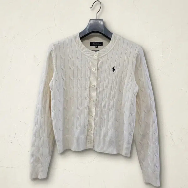 [BUNJANG] Polo Ralph Lauren Ivory Cable Knit Cardigan M / 폴로 랄프로렌 아이보리 케이블 니트 가디건 M