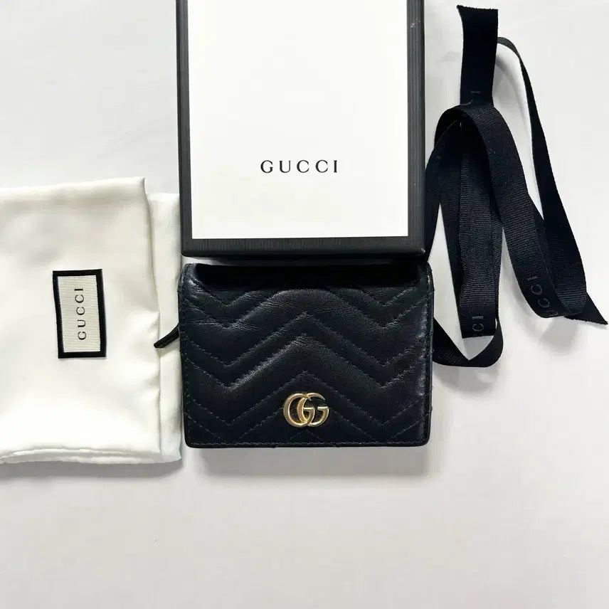 [BUNJANG] Gucci GG Marmont Card Case Wallet Black / [S/정품] 구찌 GG 마몽 카드 케이스 카드지갑 블랙