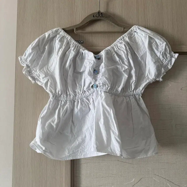 [BUNJANG] White Open Shoulder Blouse / 여름 흰색 오픈숄더 블라우스