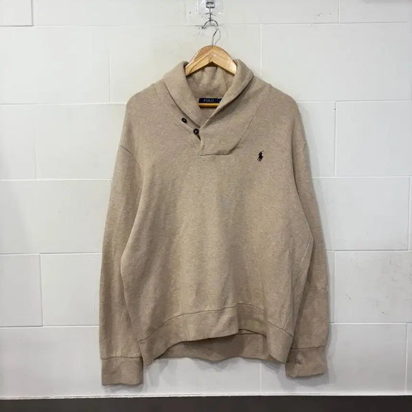 [BUNJANG] Polo Ralph Lauren Shawl Collar Knit Beige / 폴로 랄프로렌 숄카라 니트 베이지