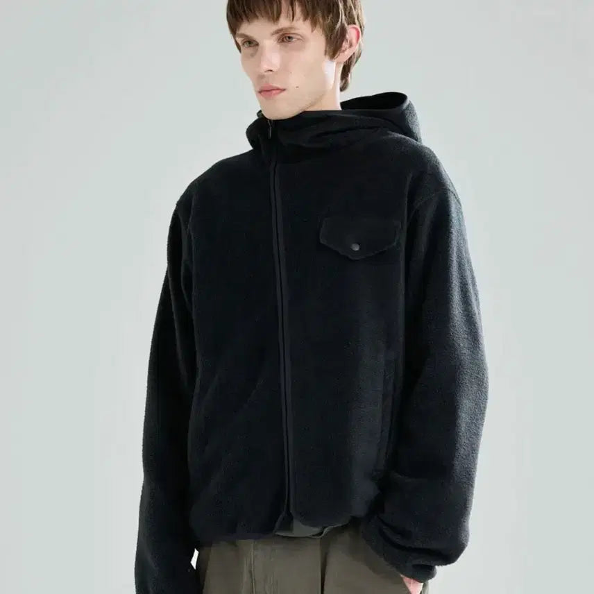 [BUNJANG] ZIPLYSHEe Fleece Hooded Zip-Up Jacket Black / (M) 지플리시 플리스 후드 집업 자켓 블랙
