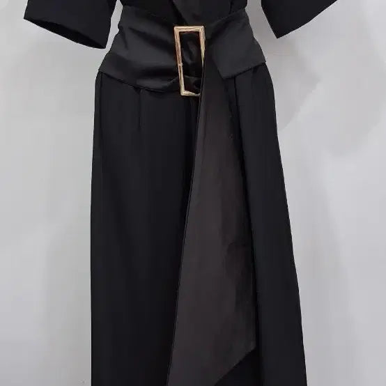 [BUNJANG] Black Jumpsuit with Belt (Size 55) / 블랙 점프수트 벨트 포함55