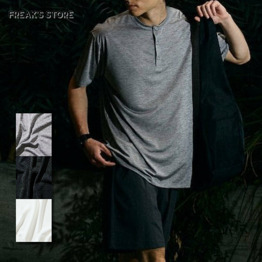 [BUNJANG] Freaks Store x Russell Athletic Special Order Henry Neck T-Shirt / 프릭스 스토어 러셀 애슬레틱 별주 헨리넥 티셔츠
