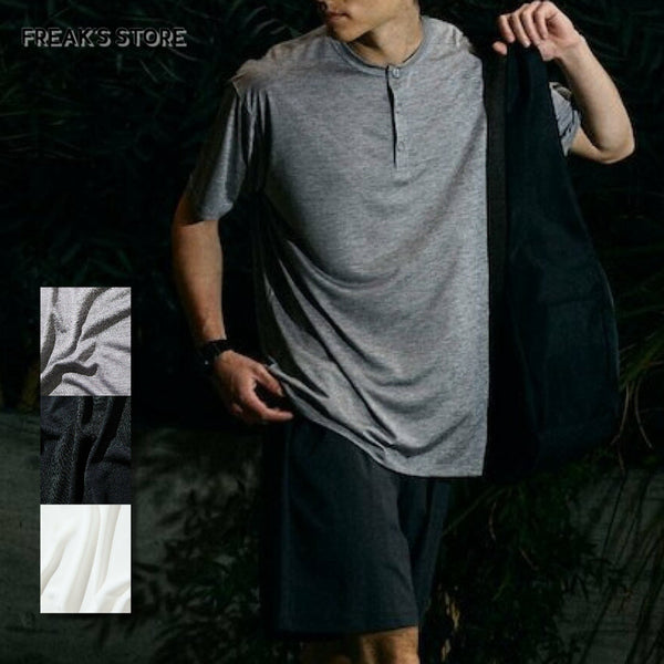 [BUNJANG] Freaks Store x Russell Athletic Special Order Henry Neck T-Shirt / 프릭스 스토어 러셀 애슬레틱 별주 헨리넥 티셔츠
