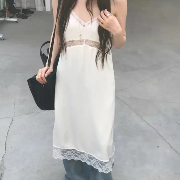 [BUNJANG] NUDE MUSE Lace Maxi Slip Dress / 누즈 뮤즈 레이스 롱 나시 원피스