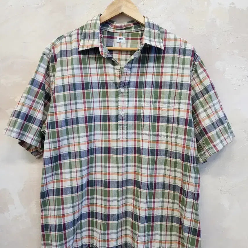 [BUNJANG] Uniqlo Check Short Sleeve Shirt / 유니클로 체크 반팔 셔츠