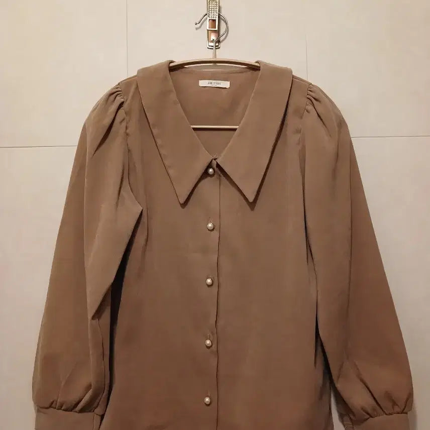 [BUNJANG] Enstory Women's Brown Puff Sleeve Blouse (Size S) / 엔스토리 여성 브라우스 S 사이즈