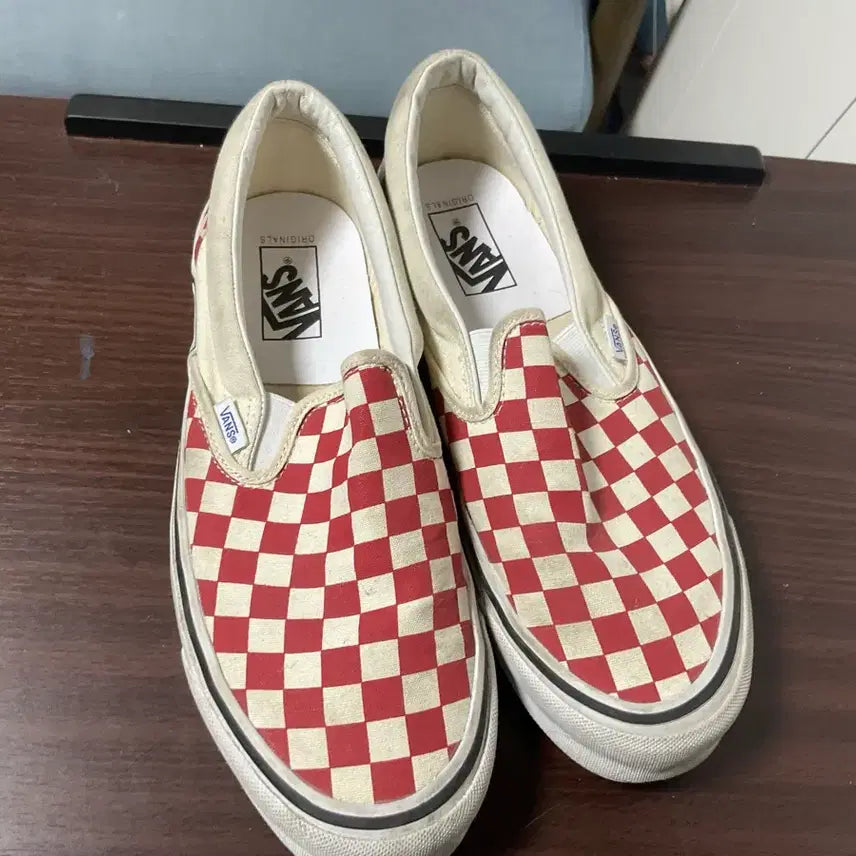 [BUNJANG] Vans Checkerboard Red Sneakers / 반스 체커보드 레드컬러