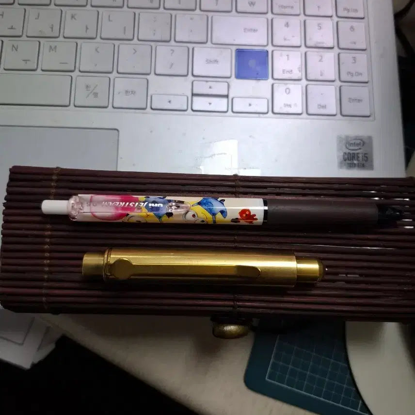 [BUNJANG] Brass Mini Fountain Pen with Tungsten + Minions Jetstream Ballpoint Pen / 텅스텐이 부착된 황동미니만년필+미니언즈 제트스트림