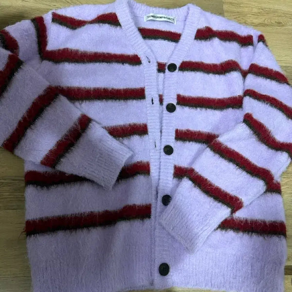 [BUNJANG] Sunburn Project Hairy Oversized Cardigan Purple / 썬번프로젝트 헤어리 오버핏 가디건 퍼플