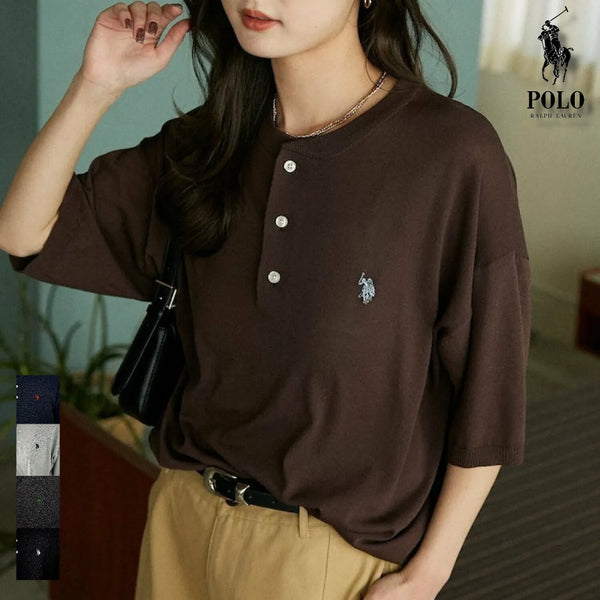 [BUNJANG] Freaks Store x U.S. Polo Assn. Cooling Henley Neck Summer Knit T-Shirt / 프릭스스토어 별주 US 폴로 어쏜 쿨링 헨리넥 여름 니트 티셔츠