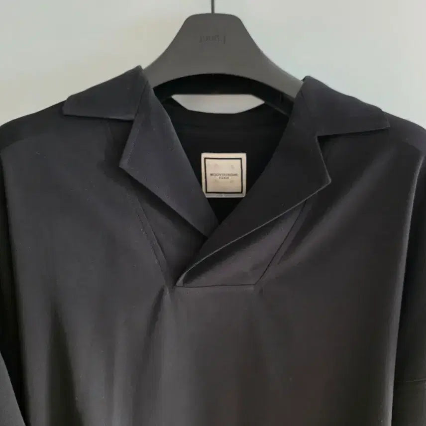 [BUNJANG] Wooyoungmi Black Open Collar Short Sleeve Shirt / 우영미 반팔 블랙 오픈카라 셔츠 팝니다