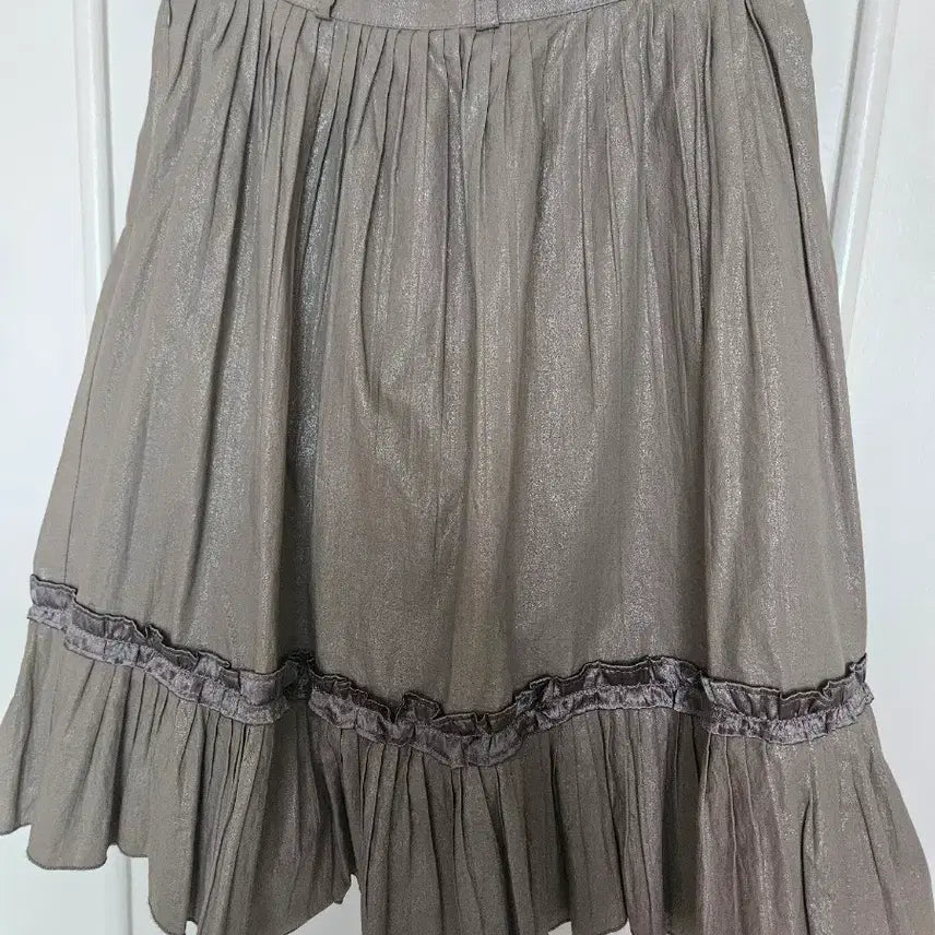 [BUNJANG] Imported Sheer Pearl Shirring Flare Skirt / 수입보세 은은한 펄 셔링 플레어 스커트 (프릴 치마)