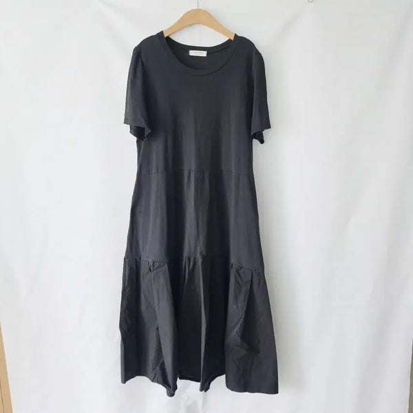 [BUNJANG] Long Sleeve Dress (Free Size) / 블랙 롱 반팔 원피스  F