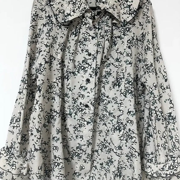 [BUNJANG] System Pattern Long-Sleeve Blouse / 한섬 시스템 SYSTEM 셔츠 패턴 긴팔 블라우스