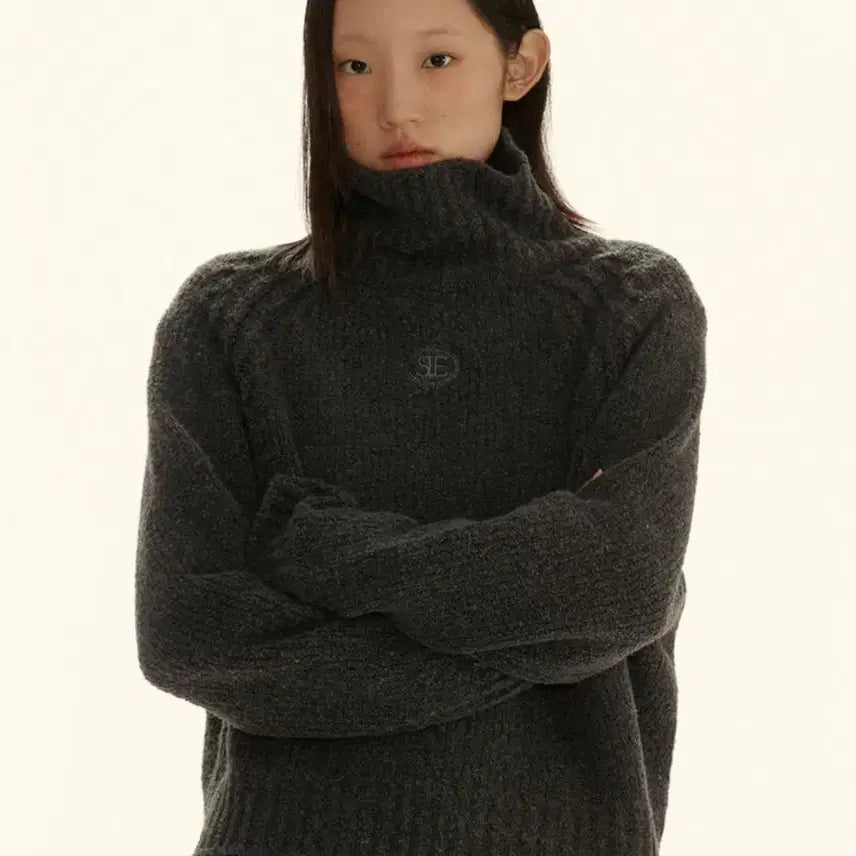 [BUNJANG] Sienne Boucle High Neck Knit (Grey) / 시엔느 Boucle High Neck Knit (Grey)