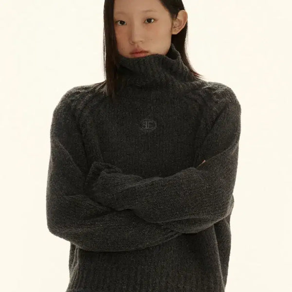 [BUNJANG] Sienne Boucle High Neck Knit (Grey) / 시엔느 Boucle High Neck Knit (Grey)