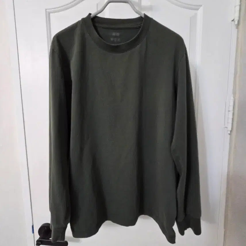 [BUNJANG] Uniqlo Airism Khaki Long Sleeve T-Shirt L / 유니클로 에어리즘 L 카키 긴팔티