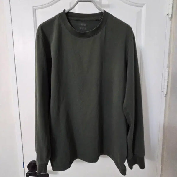 [BUNJANG] Uniqlo Airism Khaki Long Sleeve T-Shirt L / 유니클로 에어리즘 L 카키 긴팔티