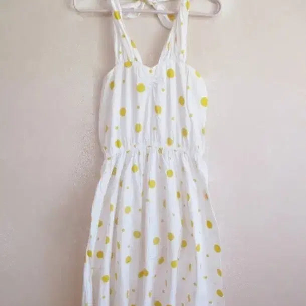 [BUNJANG] White Dot Cotton Dress - Halterneck / 택있음) 화이트 도트 / 면 원피스 , 홀터넥