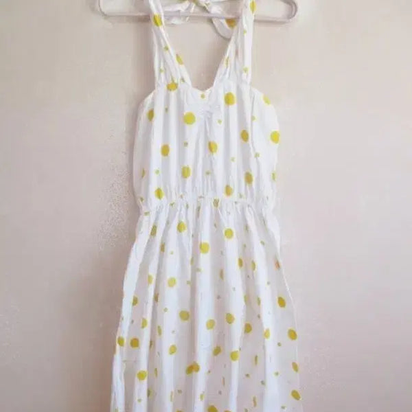 [BUNJANG] White Dot Cotton Dress - Halterneck / 택있음) 화이트 도트 / 면 원피스 , 홀터넥
