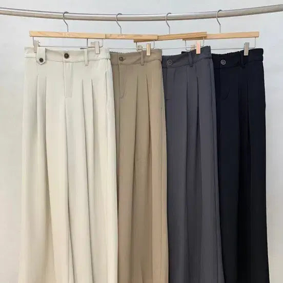 [BUNJANG] KISS MAN witch Wide Pintuck Slacks (Black, Gray) / 소재 하늘하늘 미착용 와이드 핀턱 슬랙스 (블랙, 그레이)