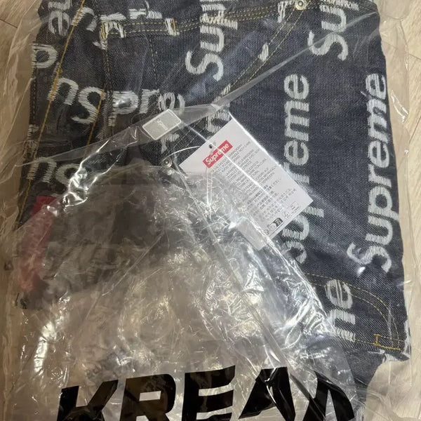 [BUNJANG] Supreme Jacquard Logo Double Knee Denim Painter Jeans Rigid Indigo 32 / 슈프림 자카드 로고 더블 니 데님 페인터 진 리지드 인디고 32