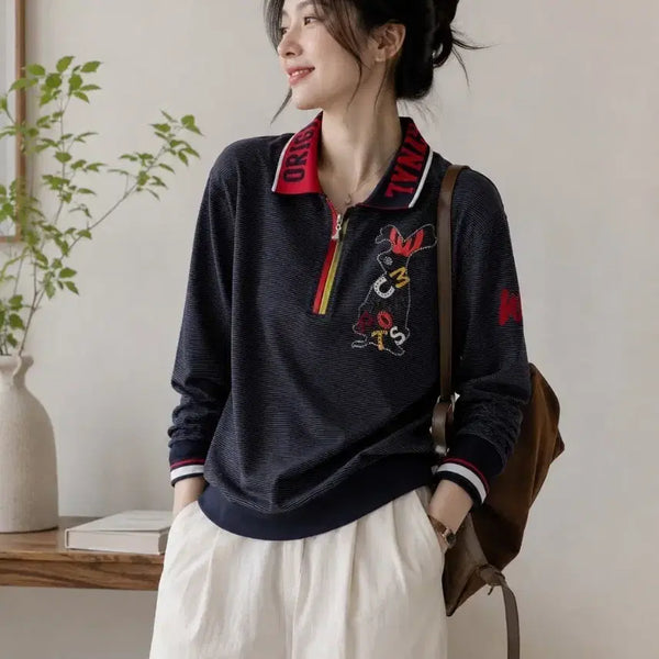 [BUNJANG] Original Zip-Up Collar Spancool Long Sleeve T-Shirt / 66/W 오리지널 집업 카라 스판쿨 긴팔티