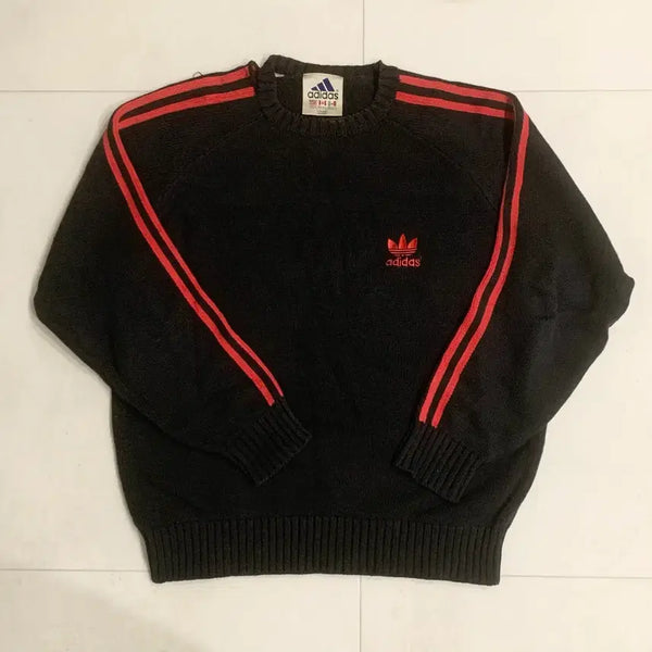 [BUNJANG] Adidas Firebird Red/Black Knit Sweater / 아디다스 파이어버드 빨검 니트