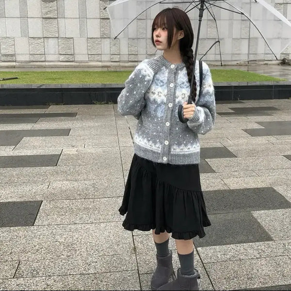 [BUNJANG] Frill Midi Layered Skirt Black / 프릴 미디 레이어드 스커트 블랙