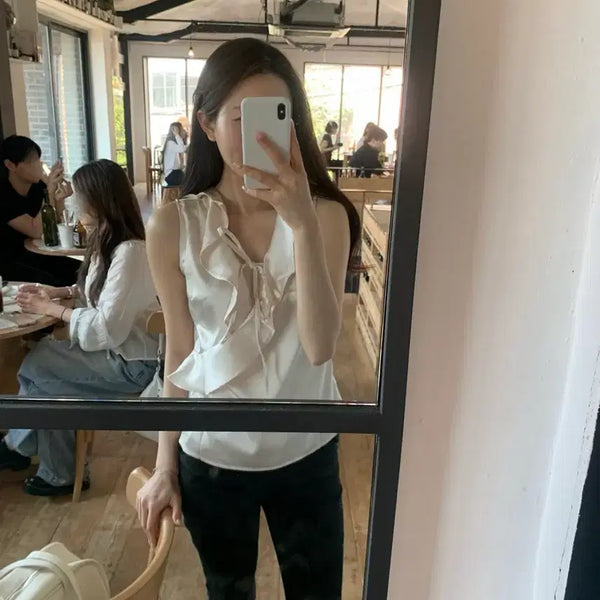[BUNJANG] Satin Camisole Blouse / 새틴 나시 블라우스