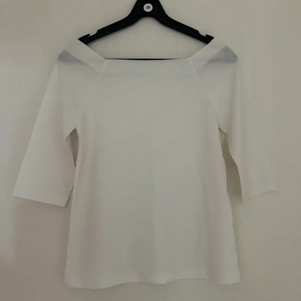 [BUNJANG] White Square Neck Short Sleeve T-Shirt / (새상품) 화이트 티셔츠