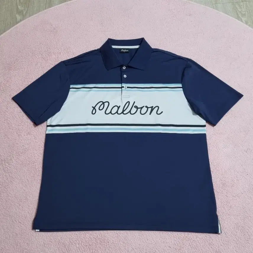 [BUNJANG] Malbon Golf Men's Short Sleeve Polo Shirt XL Navy / 말본(Malbon) 골프 티셔츠 XL