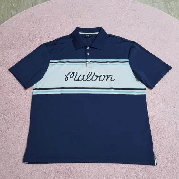 [BUNJANG] Malbon Golf Men's Short Sleeve Polo Shirt XL Navy / 말본(Malbon) 골프 티셔츠 XL