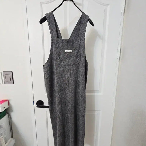 [BUNJANG] Gray Strap Sleeveless Dress / 회색 멜빵 원피스 뷔스티에 나시원피스 봄가을용 얇은두께