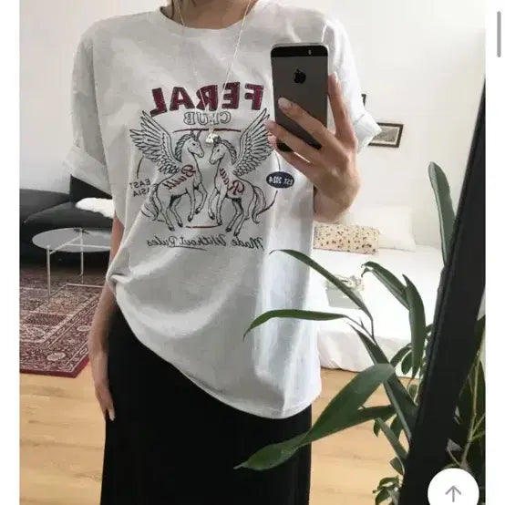 [BUNJANG] Oini Oversized Print Vintage T-Shirt / [오버핏] 오니 오버핏 반팔티셔츠 루즈핏 프린팅 빈티지 티셔츠 롤업