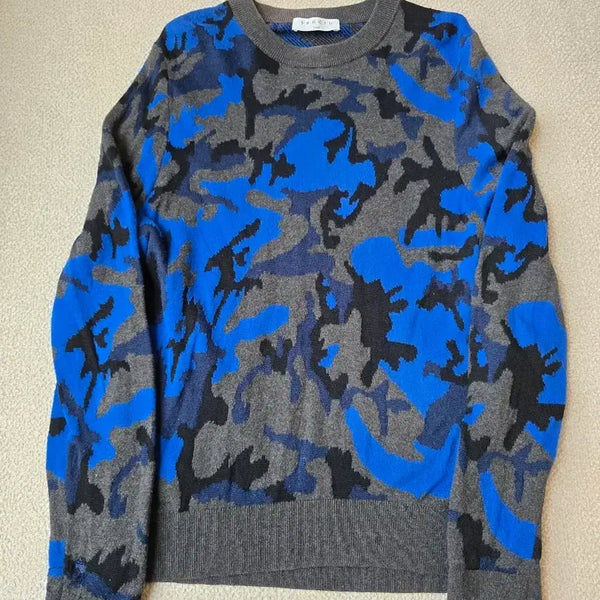[BUNJANG] Sandro Camouflage Knit Blue Size 95 / 산드로 남성 카모플라쥬 니트 블루 95