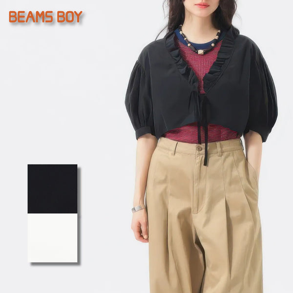 [BUNJANG] BEAMS BOY Frill Short Blouse / 빔즈 보이 프릴 숏 블라우스