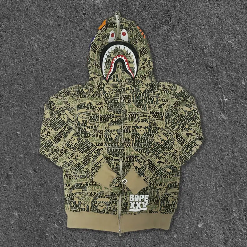 [BUNJANG] Bape XXV 25th Anniversary City Camo Shark Full Zip Hoodie / M) 베이프 XXV 25주년 카모 샤크 후드집업