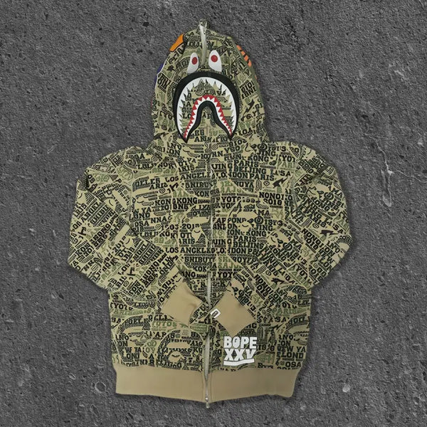 [BUNJANG] Bape XXV 25th Anniversary City Camo Shark Full Zip Hoodie / M) 베이프 XXV 25주년 카모 샤크 후드집업