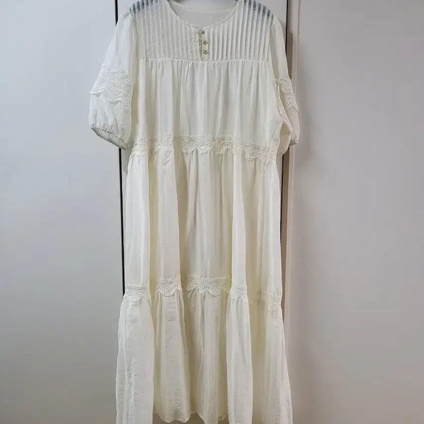 [BUNJANG] Chiffon Lace Dress Ivory New Arrival / 쉬폰 레이스 원피스 아이보리 새상품