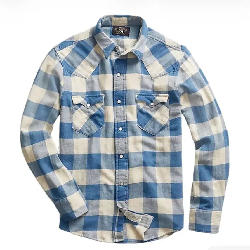 [BUNJANG] RRL Double RL Plaid Twill Western Shirt / rrl 더블알엘 플래드 트윌 웨스턴 셔츠 남방 M