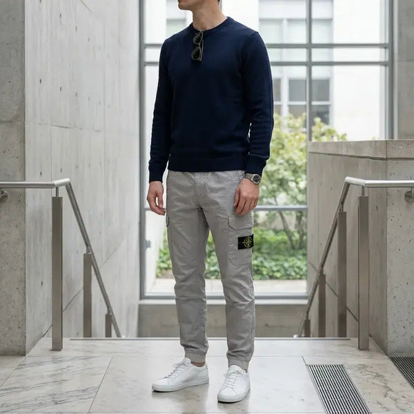 [BUNJANG] Stone Island Garment Dyed Signature Patch Cargo Jogger Pants / 스톤아일랜드 시그니처 와펜 가먼트다잉 카고 조거 팬츠 30