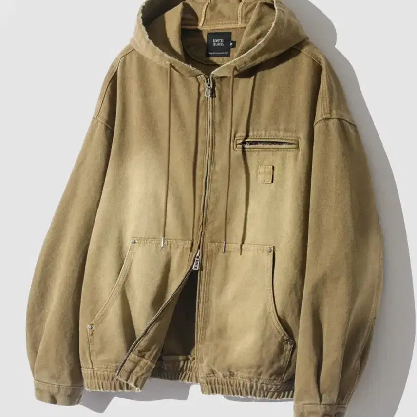 [BUNJANG] Dimitri Black 2WAY OG Essential Detroit Hooded Zip-Up Cotton Brown / 디미트리블랙 2WAY OG 에센셜 디트로이트 후드 집업_코튼 브라운