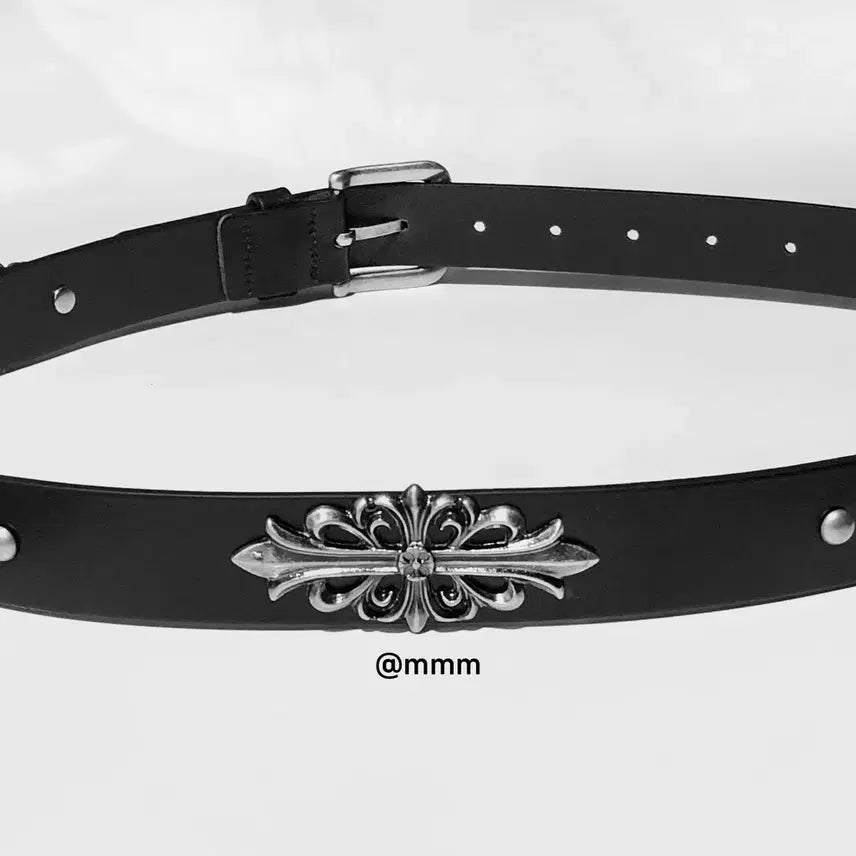 [BUNJANG] Unisex Western Studded Leather Belt / [Unisex] 웨스턴 스터드장식 가죽 벨트