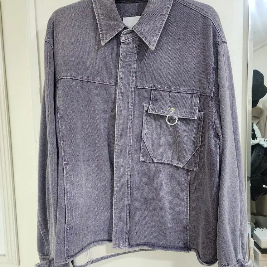 [BUNJANG] Solid Homme 23SS Pocket Denim Shirt Jacket Violet / 솔옴 [48] 23ss 포켓 데님 셔츠 자켓 바이올렛