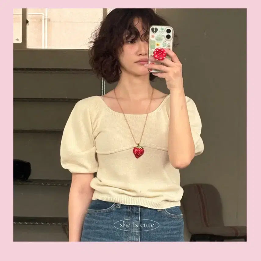 [BUNJANG] She's Cute Angel Knit (Ivory) / 쉬이즈큐트 엔젤니트(아이보리)