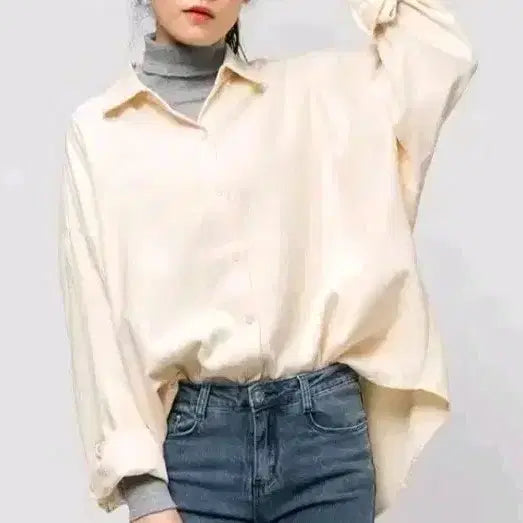[BUNJANG] Ivory Loose Fit Corduroy Shirt / 아이보리 루즈핏 쿄듀로이 셔츠