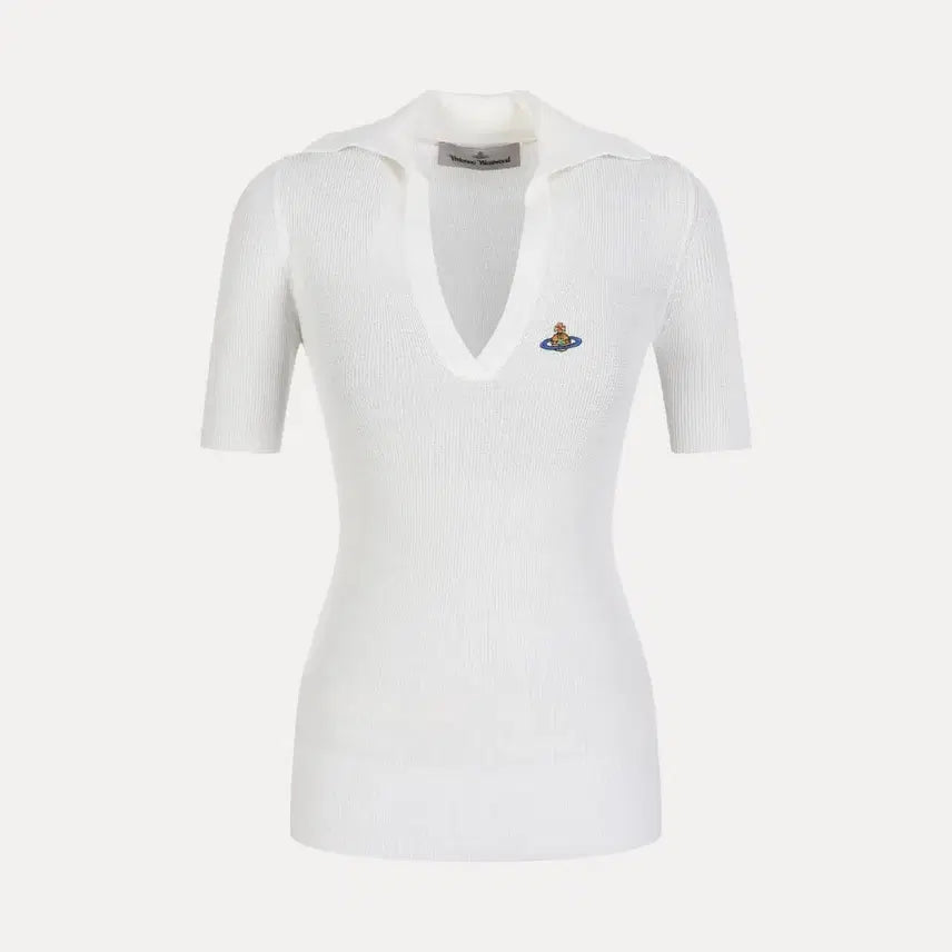 [BUNJANG] Vivienne Westwood Marina Short Sleeve Knit Polo White S / 비비안웨스트우드 마리나 폴로 반팔 니트 화이트 s